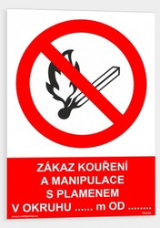 A4, Zákaz kouření a manipulace s plamenem v okruhu...., plast