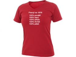 Dámské tričko PRACUJI NA 100%, červené