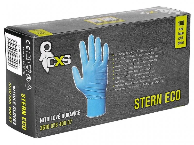 Rukavice CXS STERN ECO, jednorázové, nitrilové, modré